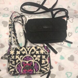 2 VERA BRADLEY crossbody handbags. Holds up to 8 cards. Double zipper closures.